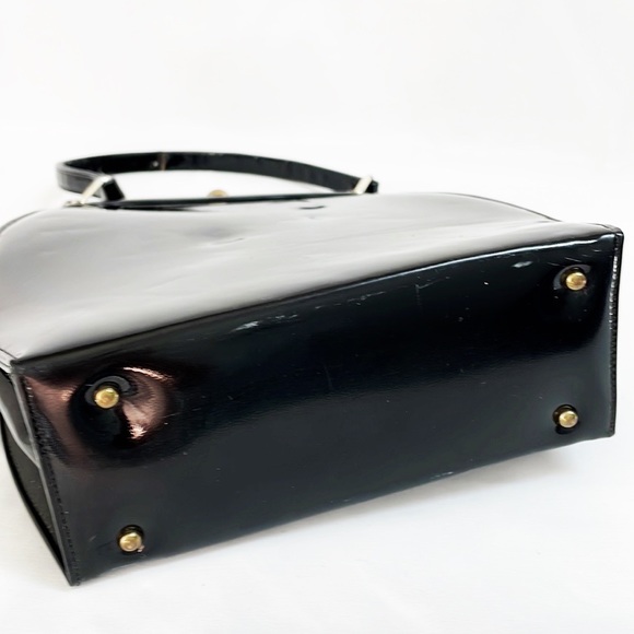 VINTAGE 60’s THEODOR California Hand Bag Black Patent Vinyl - Picture 3 of 11